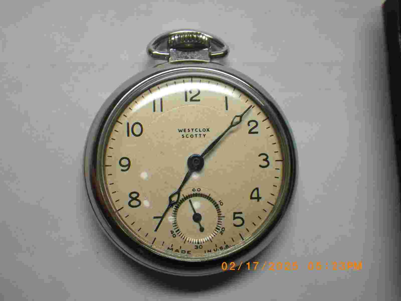 1940s Westclox "Scotty" Series 2 American Pocket watch. Chrome 18s Case