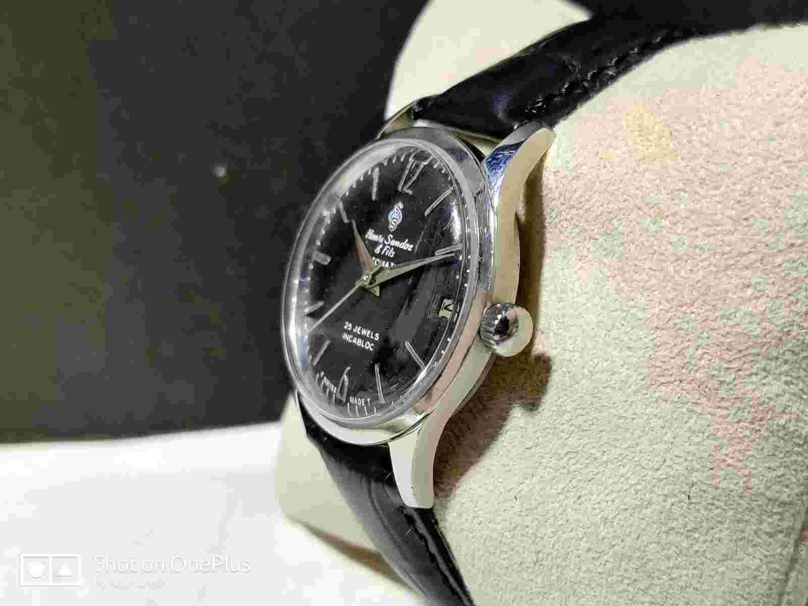 Vintage Henri Sandoz & fils 25 Jewels 33mm Automatic Men's Wrist Watch IR185