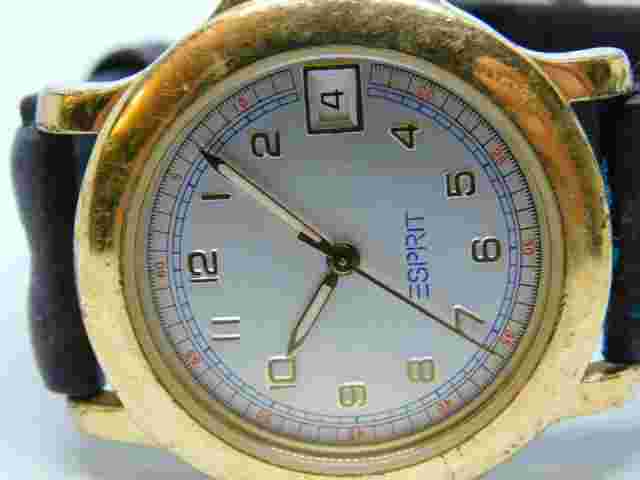 Esprit Timewear Genuine Leather Quartz Analog Men's Watch New Battery