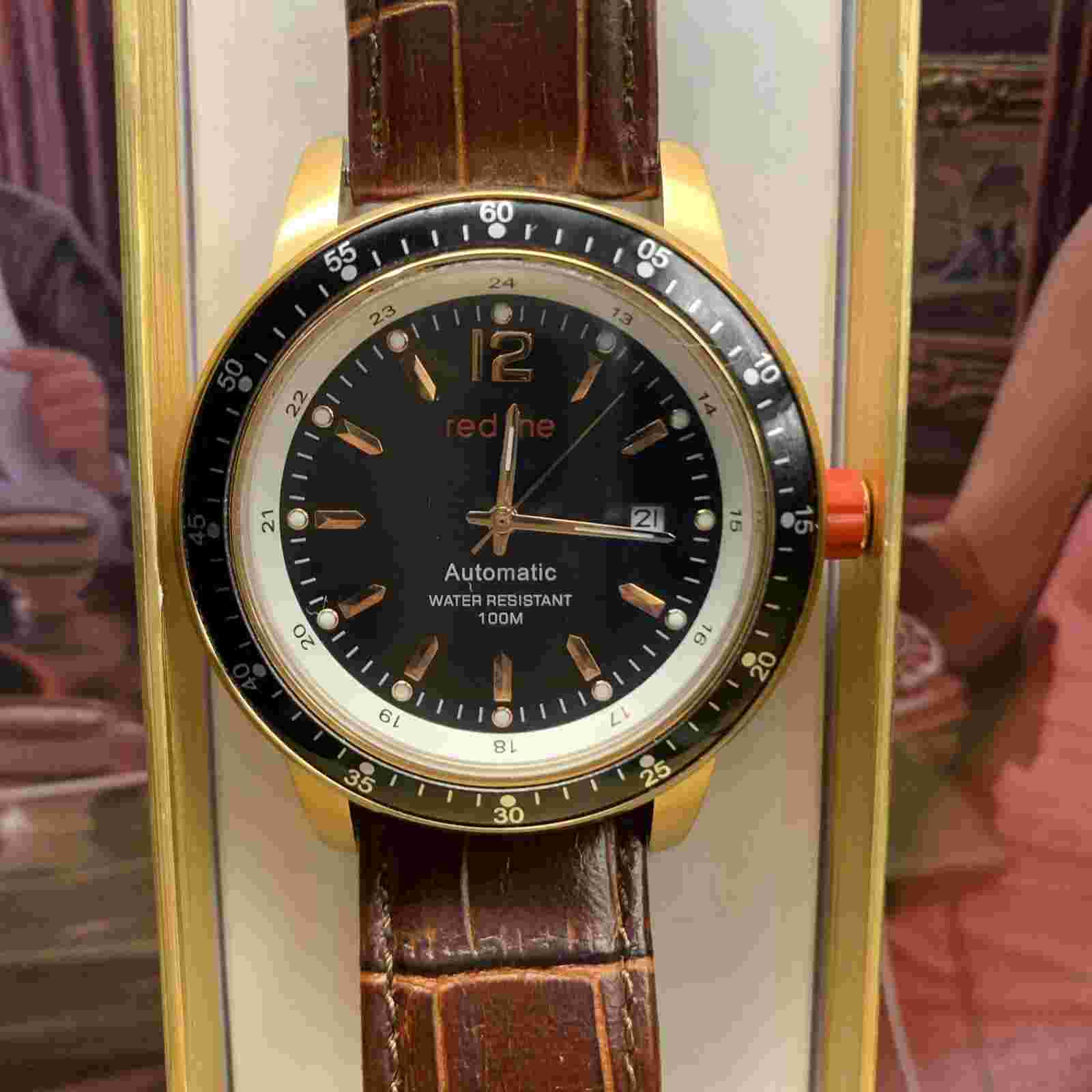 Red Line Men’s Automatic Japan Movement Mineral Crystal Leather 316L