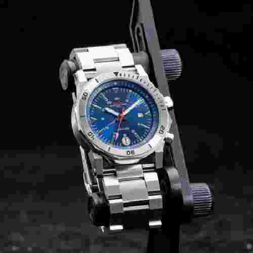 MTM H61-SSL-BLUE-MBSS Silver 42mm unused w/Box international warranty MEN'S Auth
