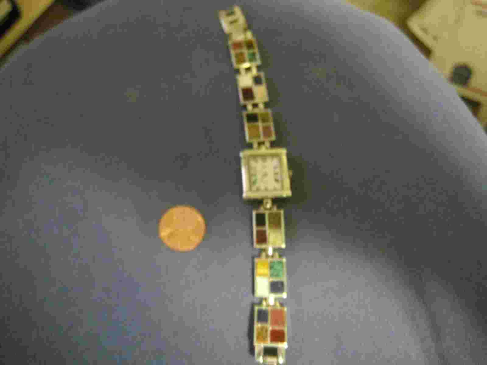 H26 ladys sterling silver multi stone ARIA quartz watch bracelet