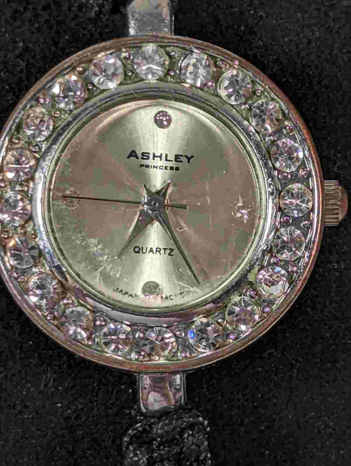 Ashley Princess Round Silver Tone Case Crystal Accent Sphere Ball Bead Watch