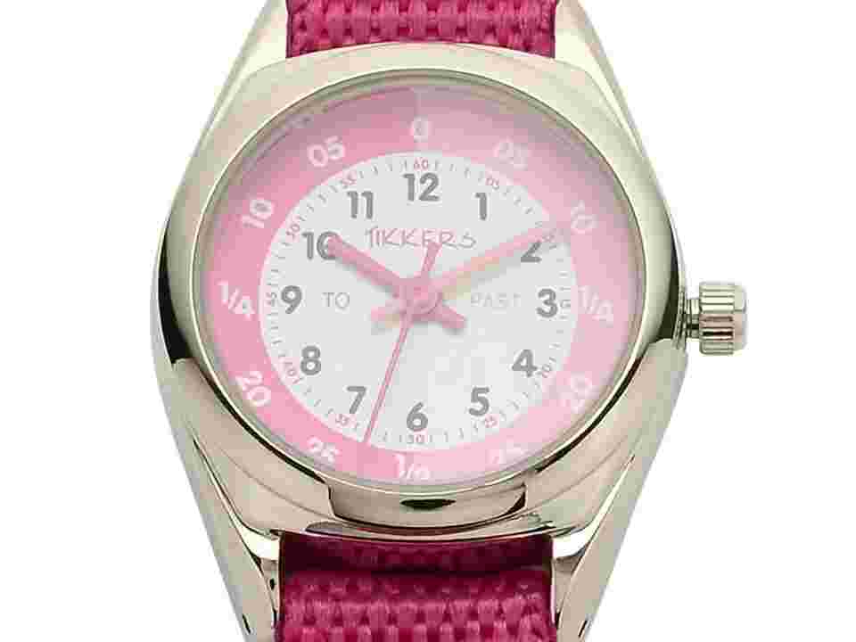 Tikkers Girls Analogue Quartz Watch With Fabric and Canvas Strap TK0119