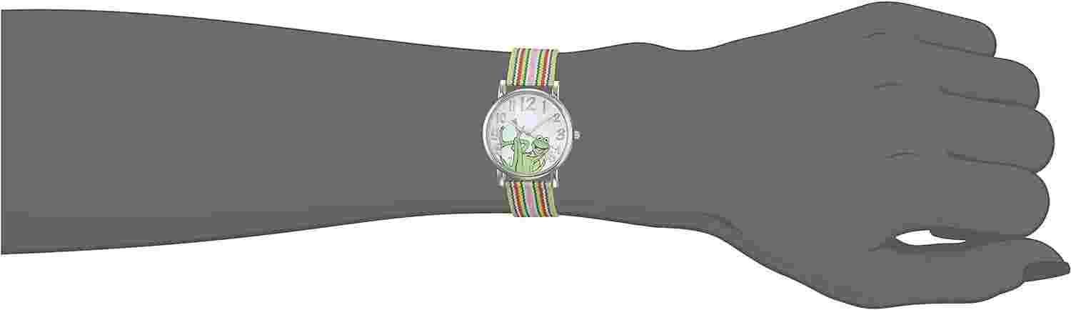 Frog Dial Multi-Color Watch Muppets Women's Mu1010 Kermit Fabric Watch Strap