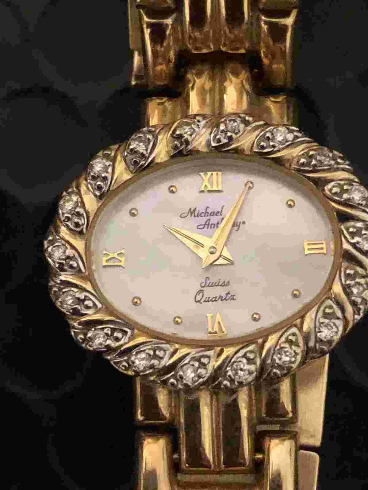Beautiful Ladies Michael Anthony MOP 14K Solid Gold and Diamond Watch 23.7g