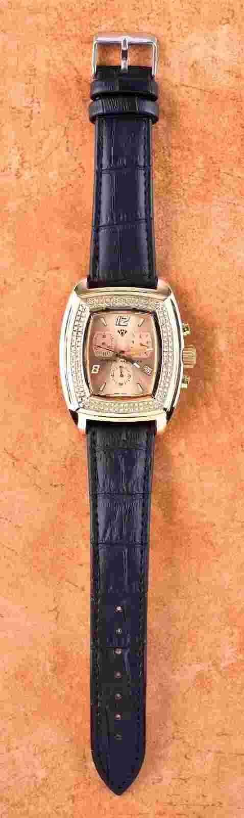 *AQUA MASTER Diamond Chronograph Calendar Watch All Stainless Steel