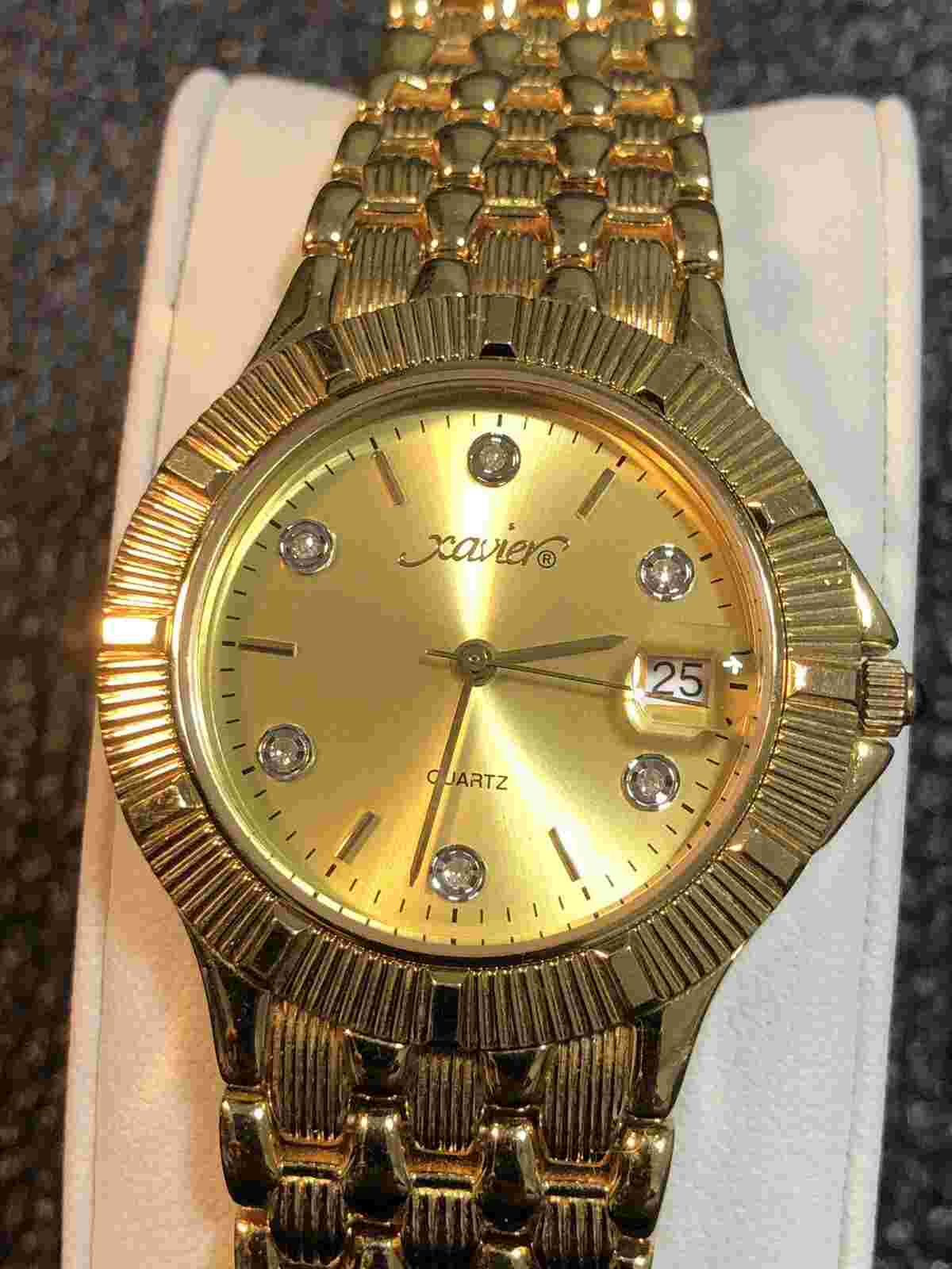 Vintage Xavier Women’s Dress watch Gold Tone Wristwatch W/Date, New Battery