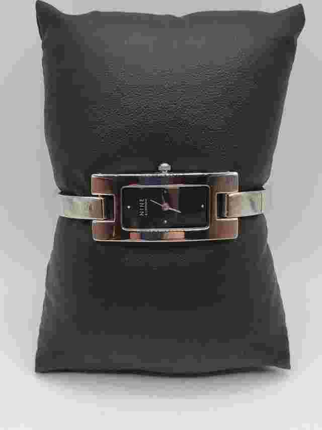 Nine & Company Ladies Quartz Watch 16mm Rectangle Silver Tone Bracelet Band