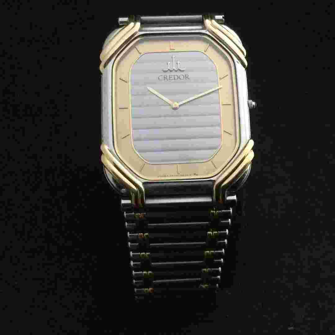 SEIKO CREDOR 2F70-5480 GKKF126 Stainless Steel Square Quartz Men's Watch USED