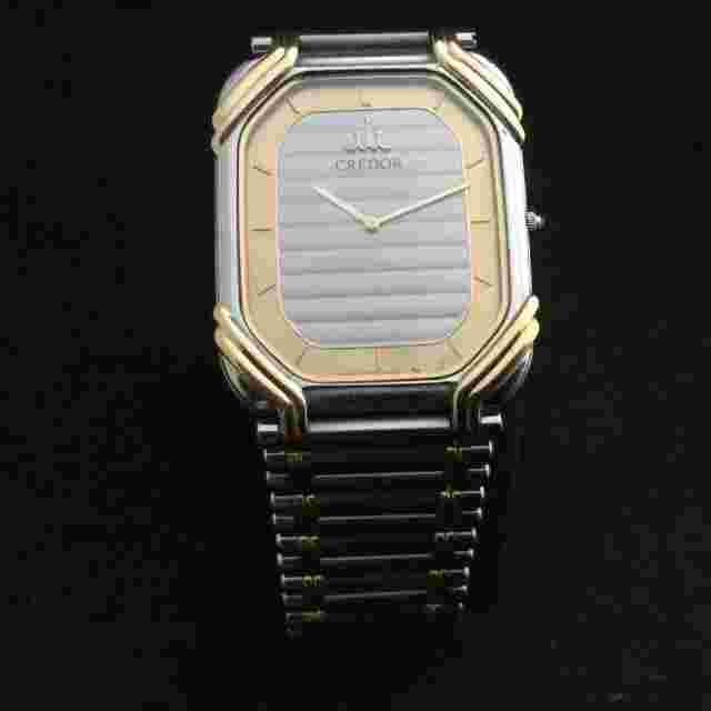 SEIKO CREDOR 2F70-5480 GKKF126 Stainless Steel Square Quartz Men's Watch USED