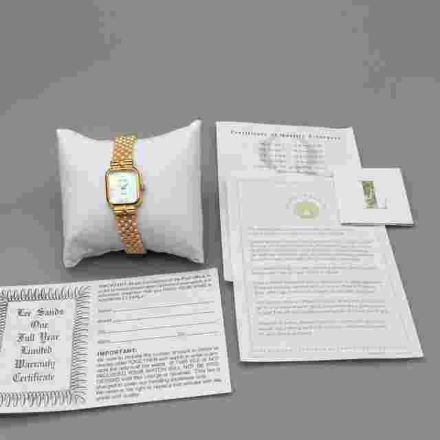 Vtg Lee Sands Watch Women 19mm Gold Tone Cultured Pearl Band New Battery 7.5"