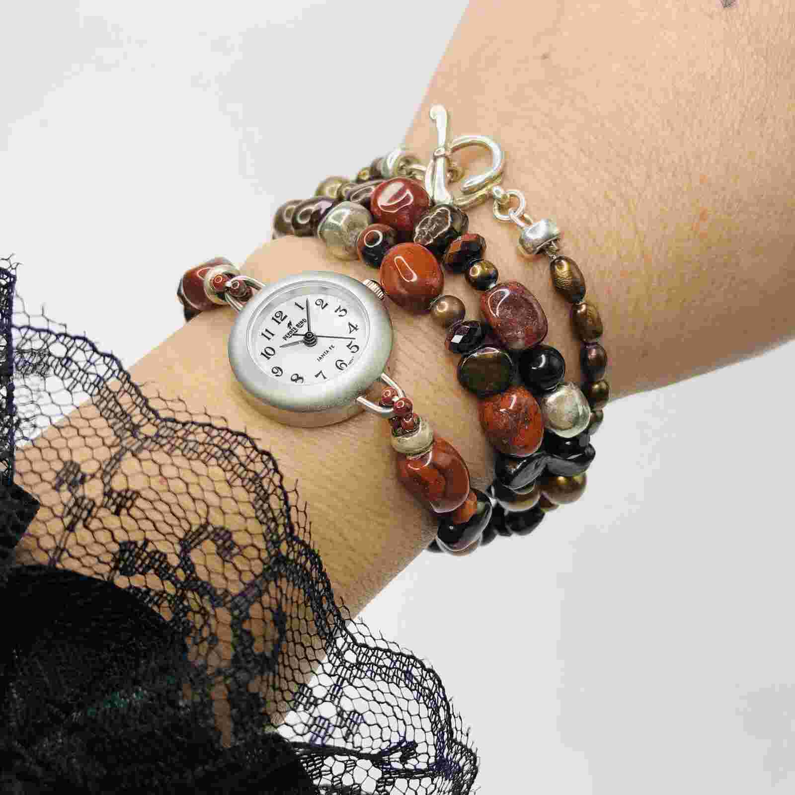 Vintage Peyote Bird Women Bracelet Watch Necklace Beaded Chain Toggle TO Closure