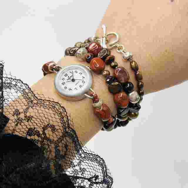 Vintage Peyote Bird Women Bracelet Watch Necklace Beaded Chain Toggle TO Closure