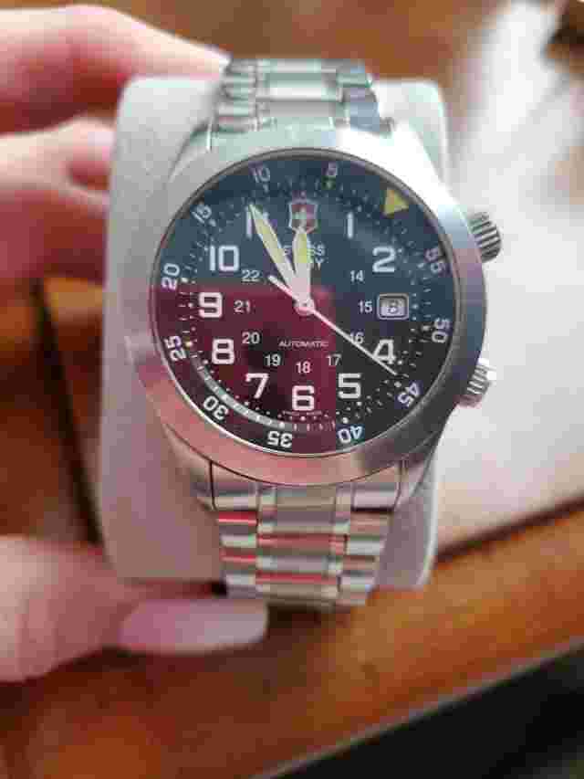 24082 Automatic  SWISS ARMY MEN'S WATCH Air Boss Mach II Stainless Steel RARE