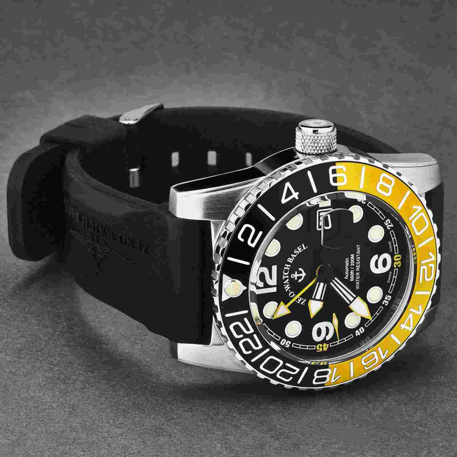 Zeno Men's Airplane Diver GMT Black Dial Black Strap Automatic  6349GMT-3-A1-9