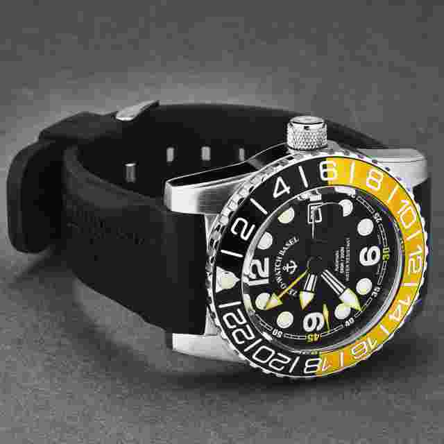 Zeno Men's Airplane Diver GMT Black Dial Black Strap Automatic  6349GMT-3-A1-9