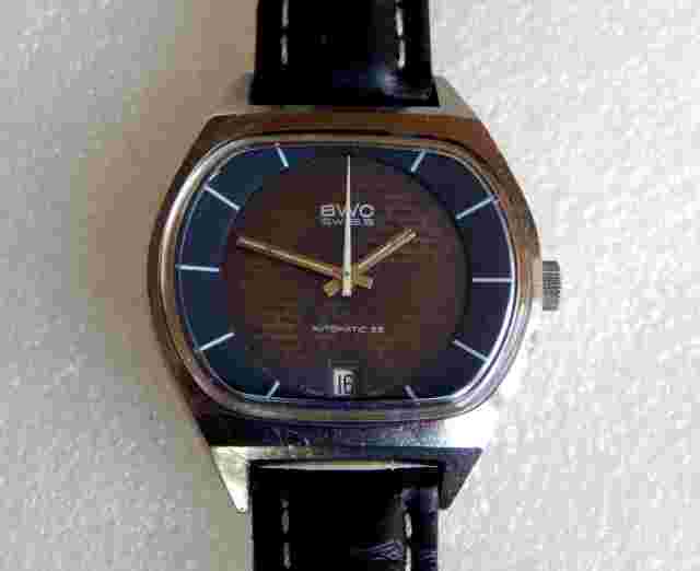 Vintage TV Jumbo Watch BWC Swiss Automatic ETA 2789 date Men's  All Steel Case