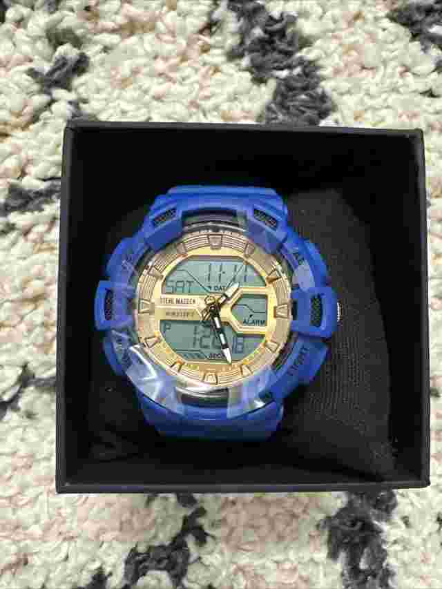 Steve Madden Unisex Analog-Digital Chronograph Silicone Strap Watch - BLUE