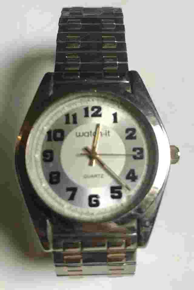 Large Numbers WATCH IT Watch Stainless Steel Stretchy Band White Face