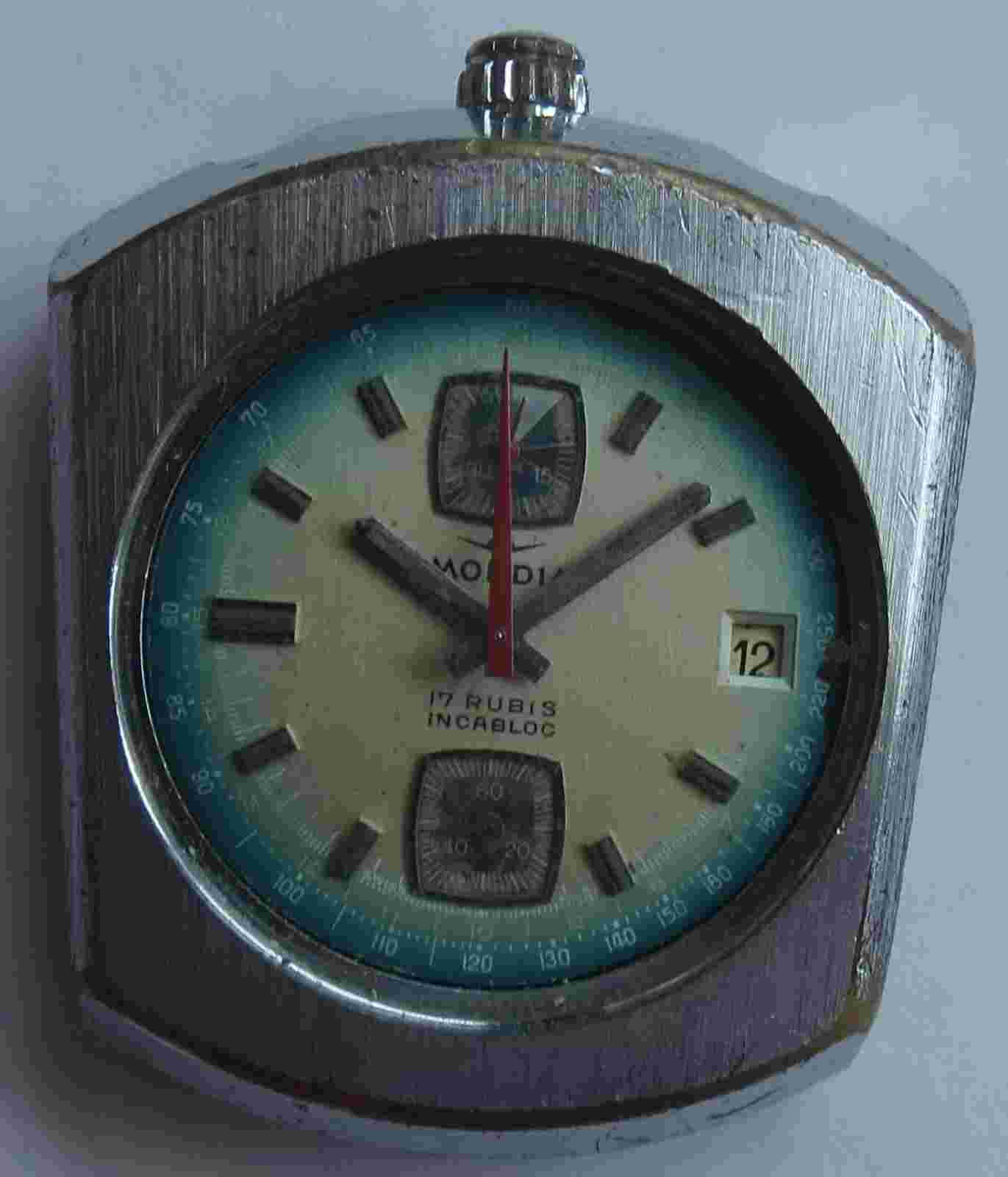 Mondia Bull Head Chronograph mens wristwatch nickel chromiun case screw back