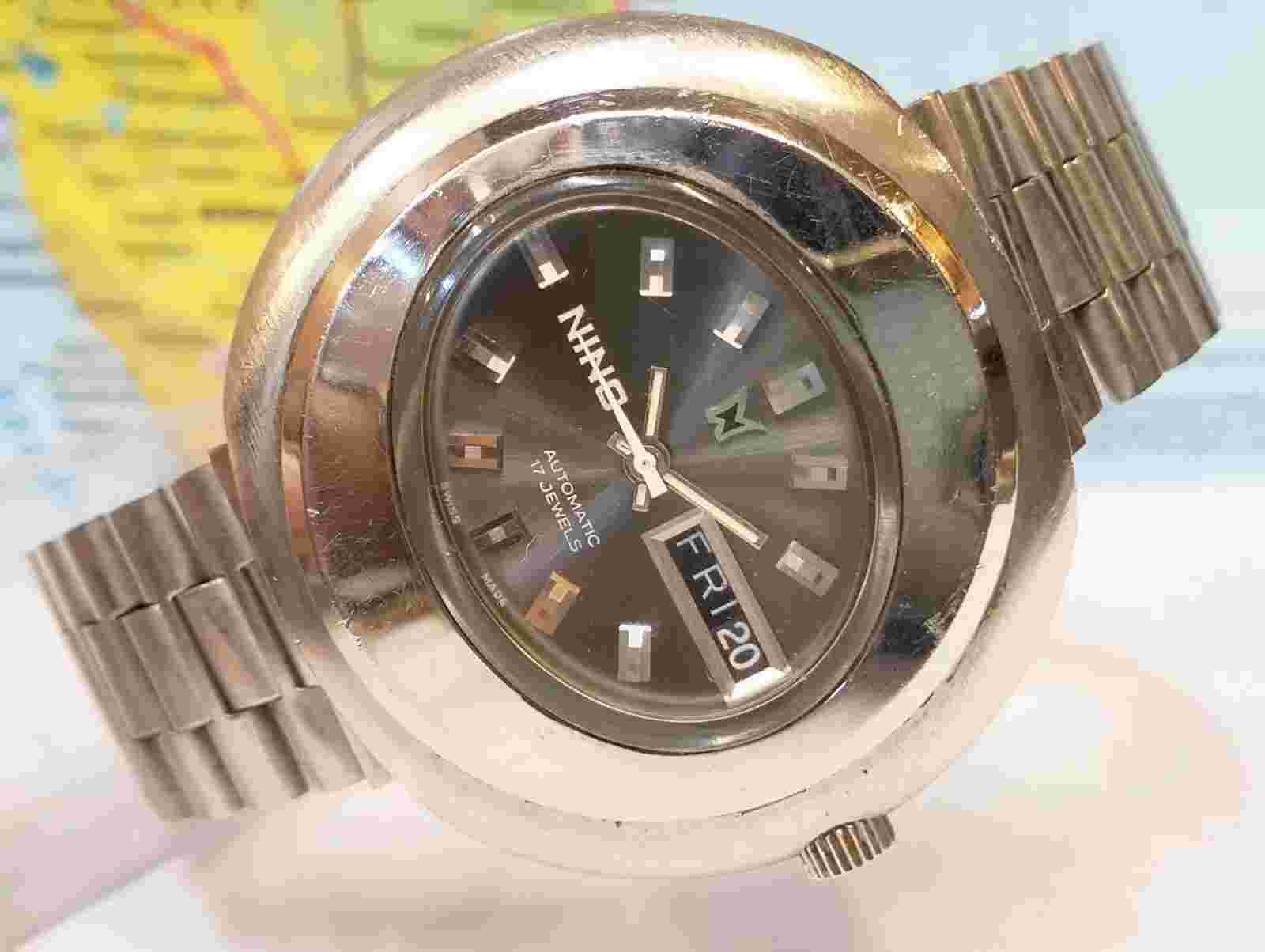 NINO 17 JEWELS AUTOMATIC GRAY DIAL N49 SWISS MEN'S FULL WORKING ALL ORG. VINTAGE