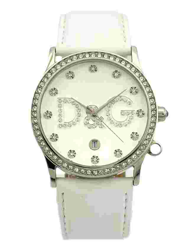 D&G Dolce and Gabbana DW0091 Women's Stones💎 Watch with White Leather Strap