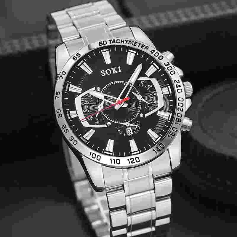 Men's Watch + Strap Strap Stainless Steel Quartz Jewelry Luminous Date