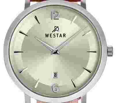 Westar Profile Leather Strap Light Champagne Dial Quartz 50219STN122 Men's Watch