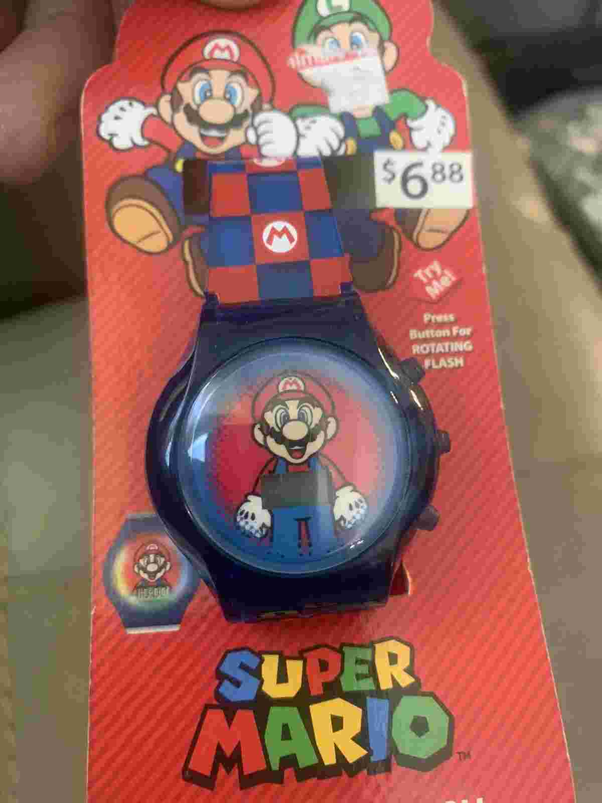 Super Mario Bros. Kid's LCD Watch with Checkered Strap Multi-Color