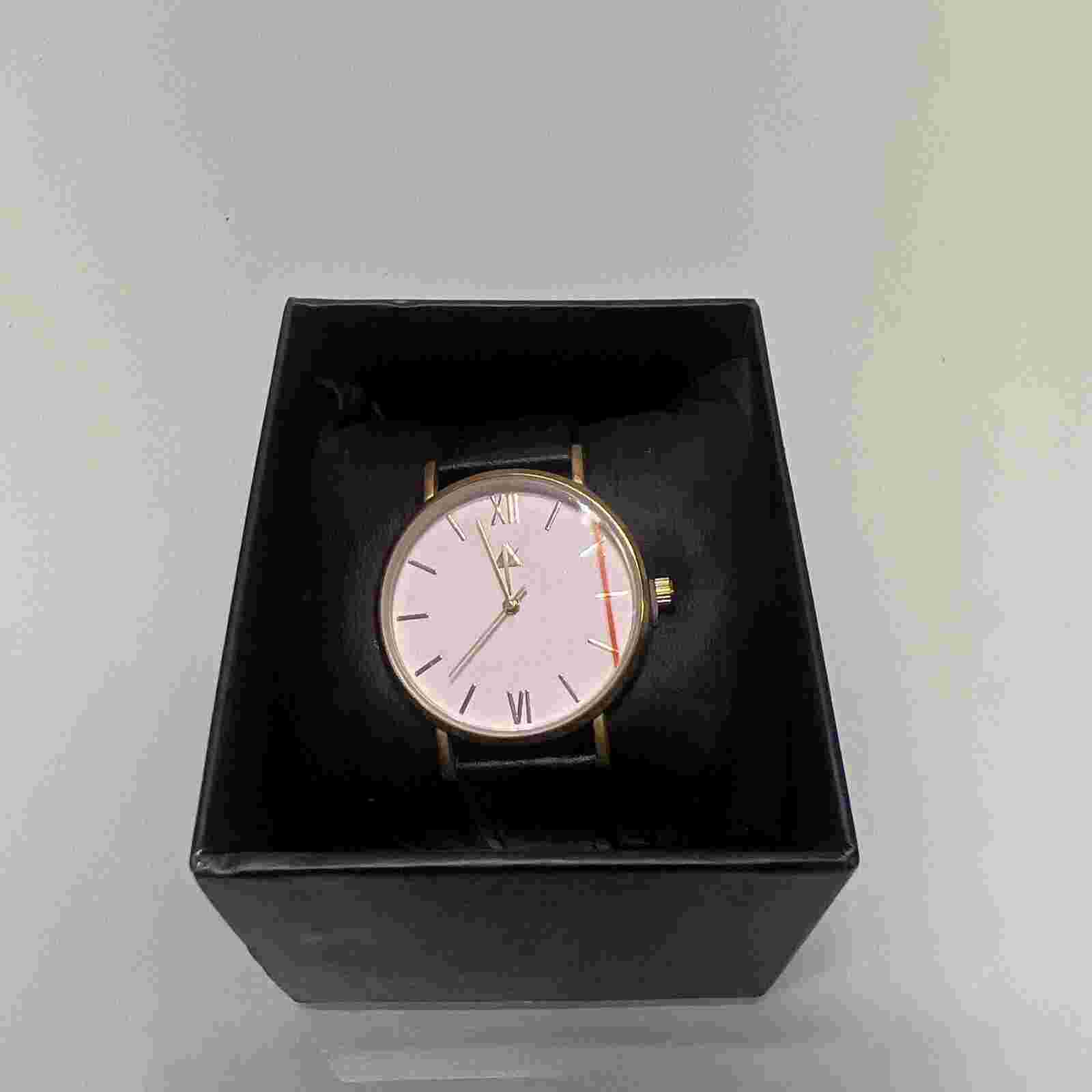 Asos Watch Analog Quartz Black With Tan Leather Band. NEW