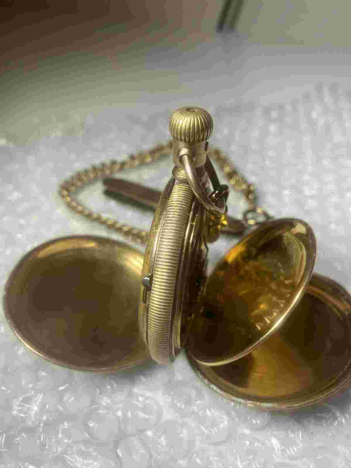 ANTIQUE ENTERPRISE POCKET WATCH!ROLLED GOLD! PURITAN! MOVEM#87356. DOUBLE HUNTER