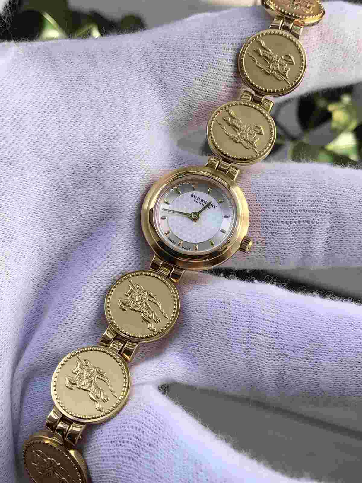 Vintage Burberry Gold Plated Coin Watch Ladys Watch