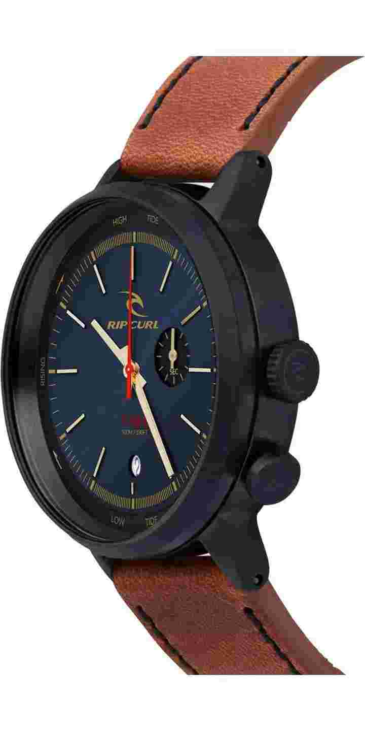 Rip Curl DRAKE TIDE DIAL LEATHER SURF WATCH - A1158 Midnight Tan