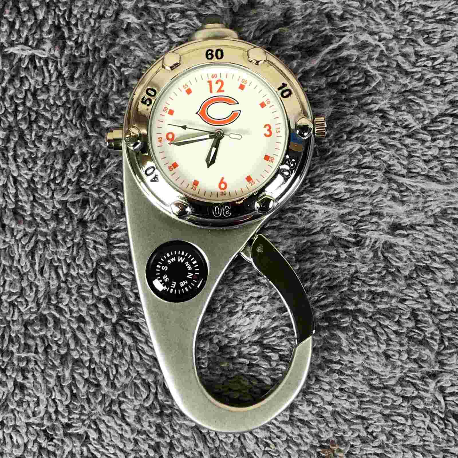 NFL Chicago Cubs Silver Tone Stainless Steel 38mm Quartz Analog Pocket Watch