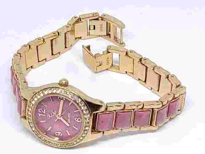 HSN Colleen Lopez Rhodonite Watch! Goldtone