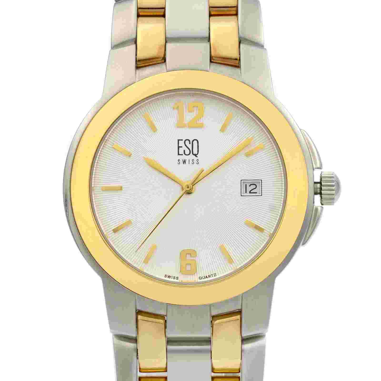 ESQ Swiss Two-Tone Steel Silver Sunray Dial Quartz Mens Dress Watch 07300747