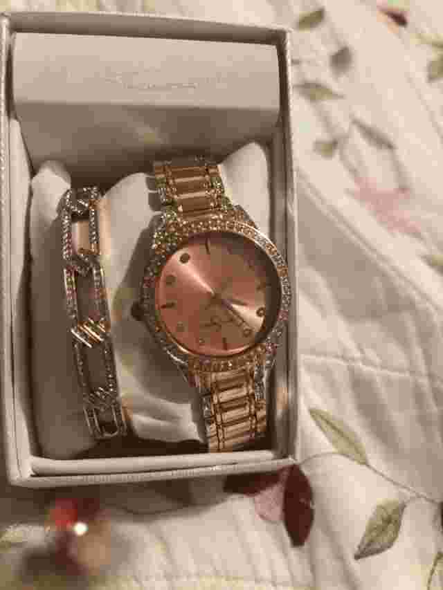 Jessica Simpson Watch And Bracelet Combo Womens Rose Gold New