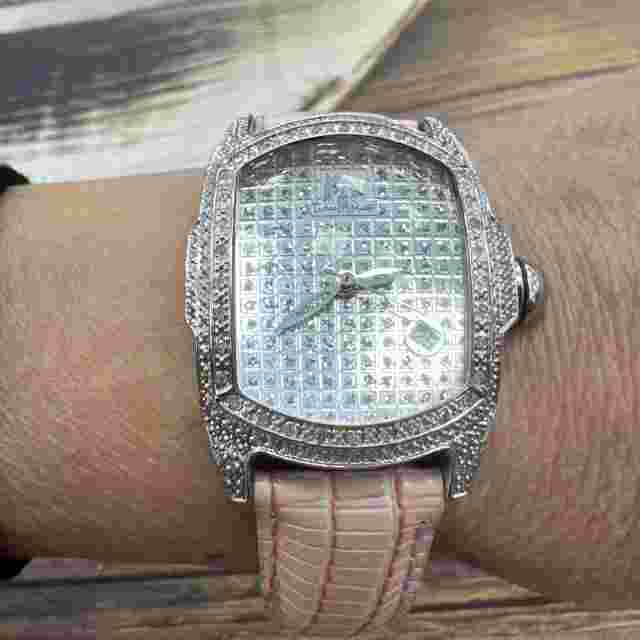 Techno Master Diamond Women Watch Diamond Dial Pink Strap
