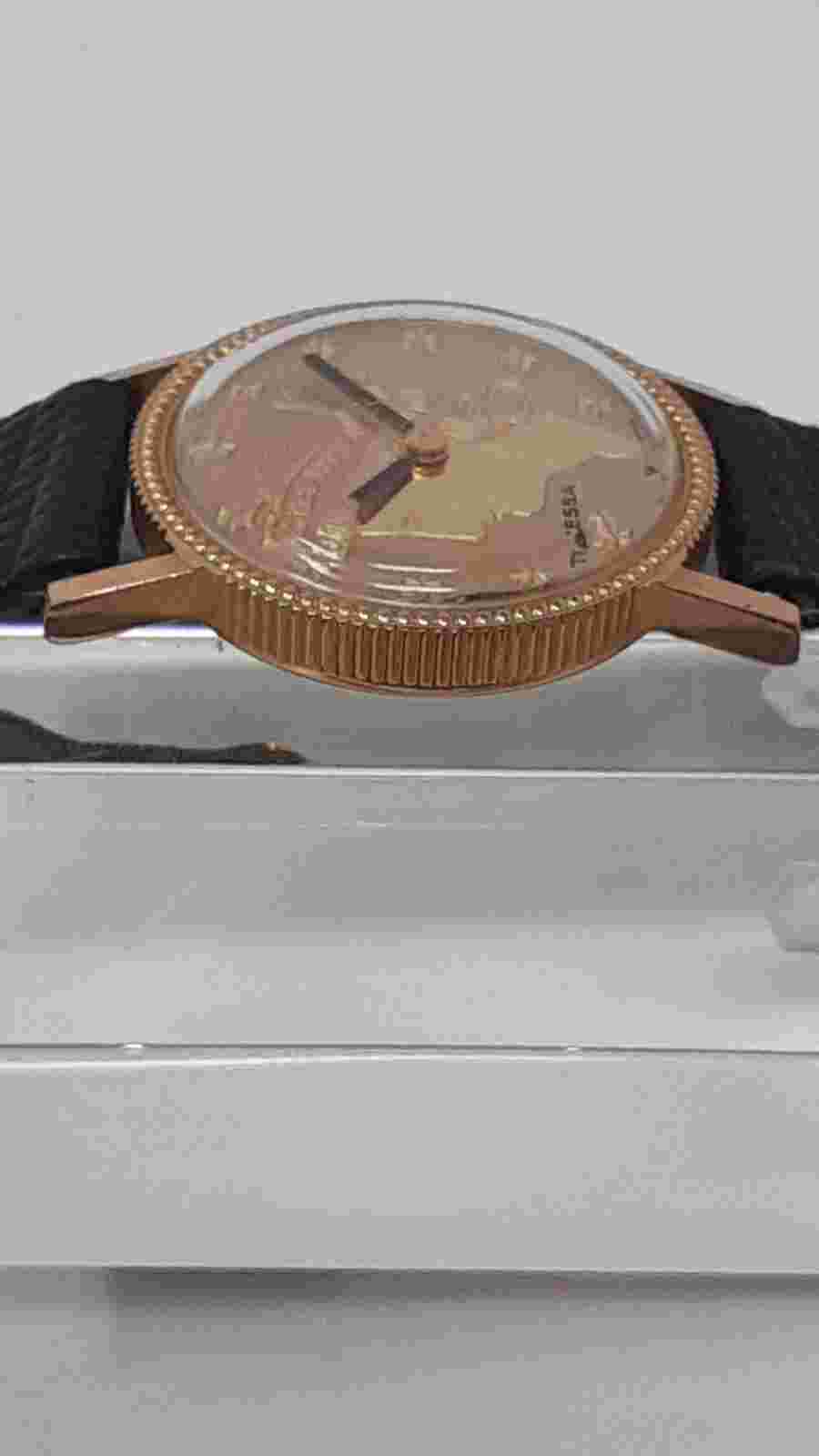 Vintage Tressa Swiss 17J Gold Plated Womens Liberty Coin Watch