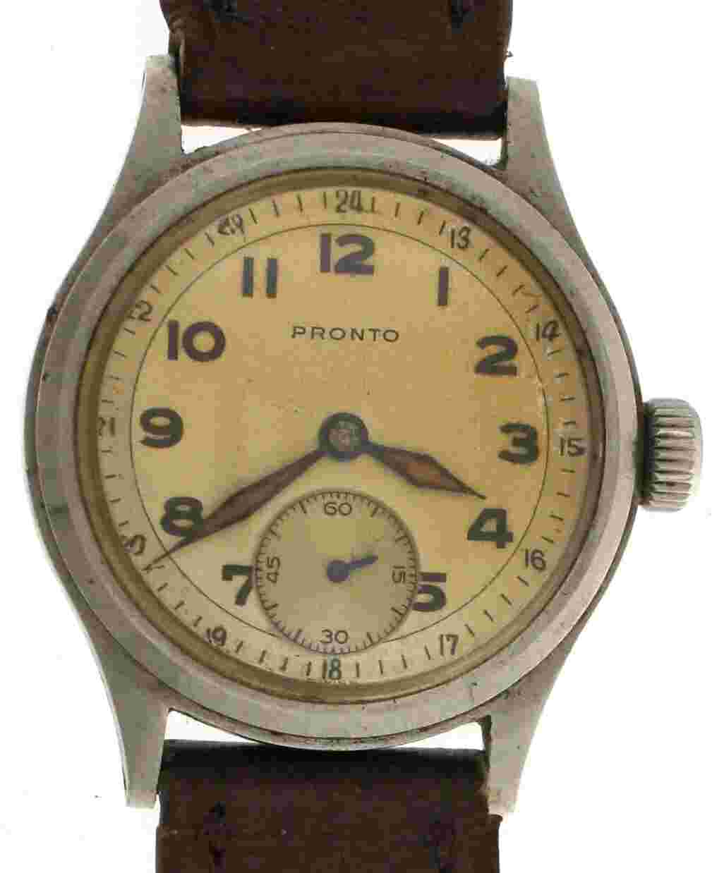 Vintage 1940s Pronto 24 hr Dial Military Watch 30mm Stainless Steel
