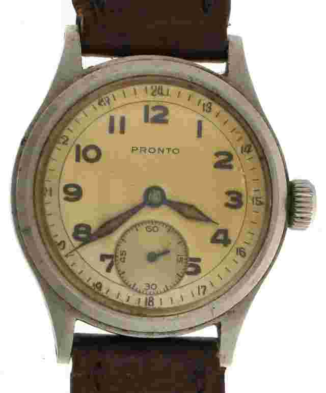 Vintage 1940s Pronto 24 hr Dial Military Watch 30mm Stainless Steel