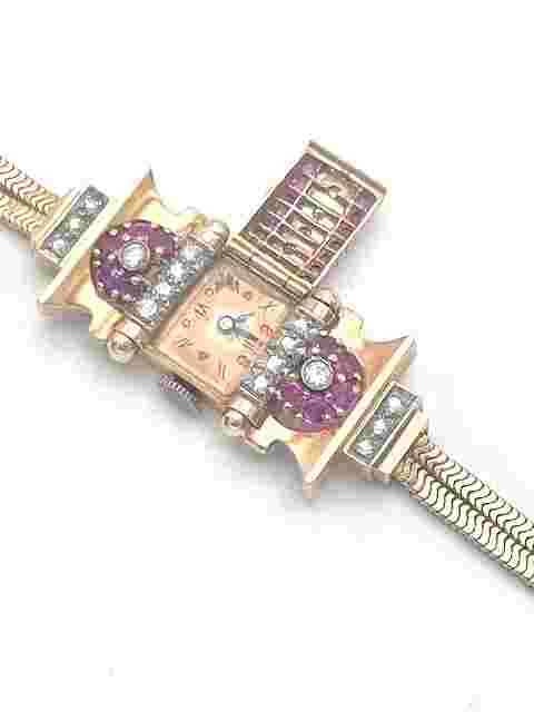 14K Rose Gold and Platinum Eska Mechanical ladies Dress Watch