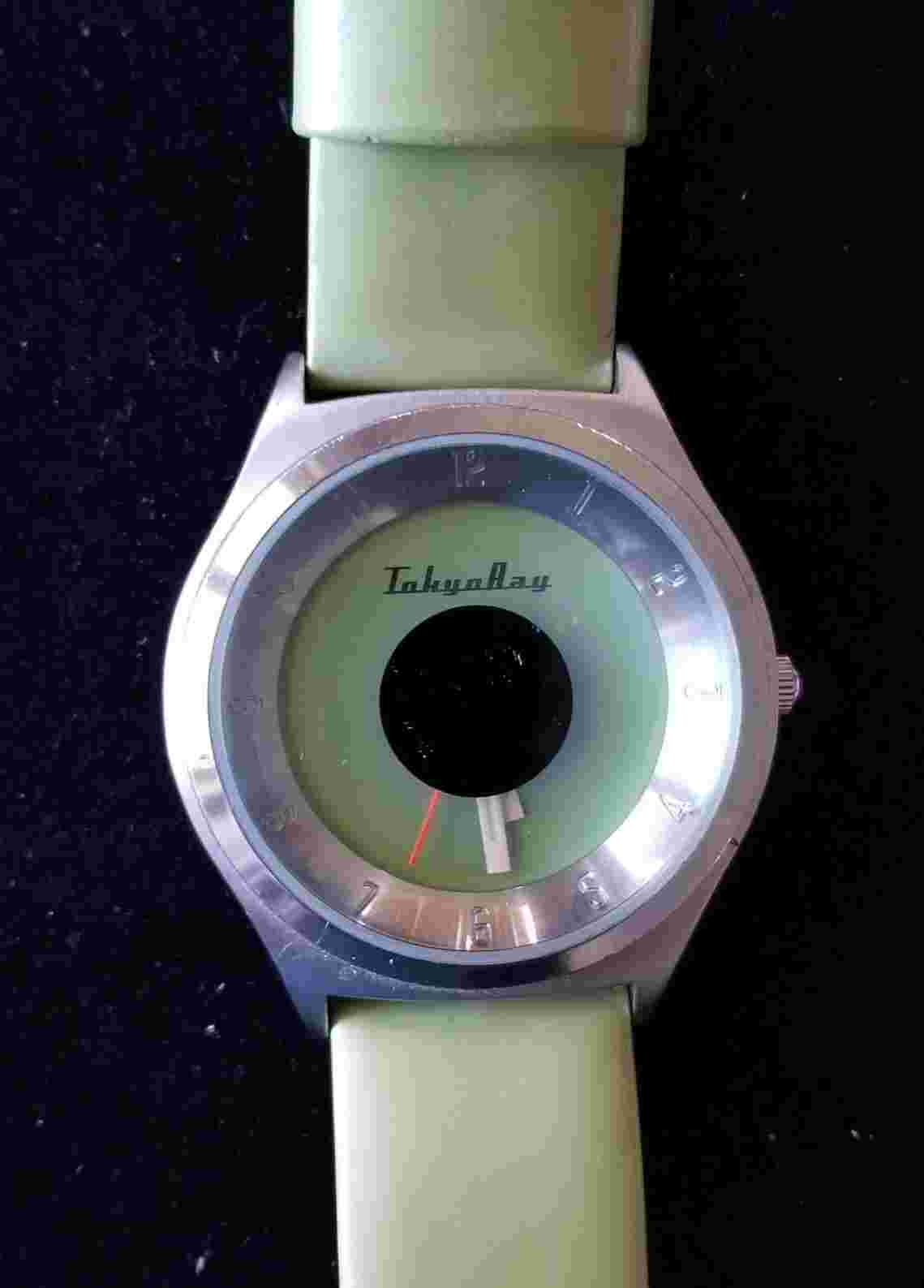 Tokyo Bay Silver Tone Watch Green Dial & Faux Leather Band 6"-7.5" New Battery