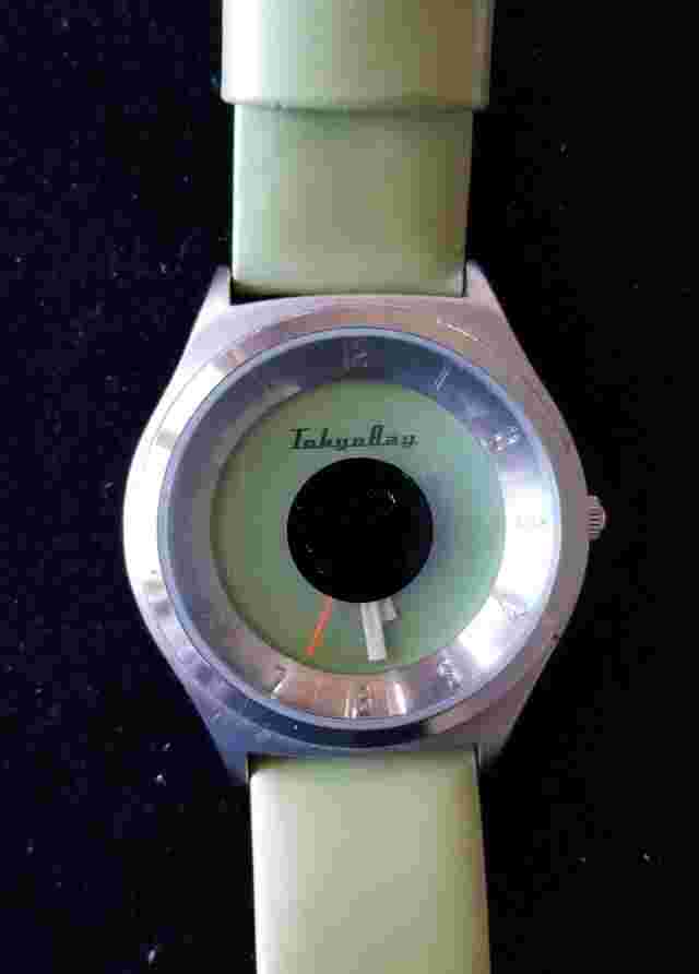 Tokyo Bay Silver Tone Watch Green Dial & Faux Leather Band 6"-7.5" New Battery