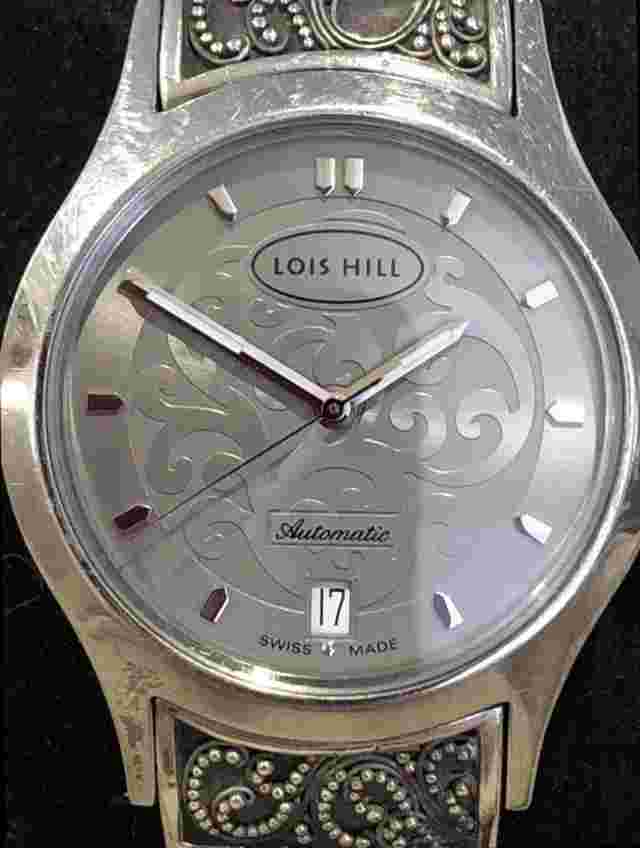 LOIS HILL Automatic Silver Grey Round Sterling Silver Bracelet Wristwatch UNISEX
