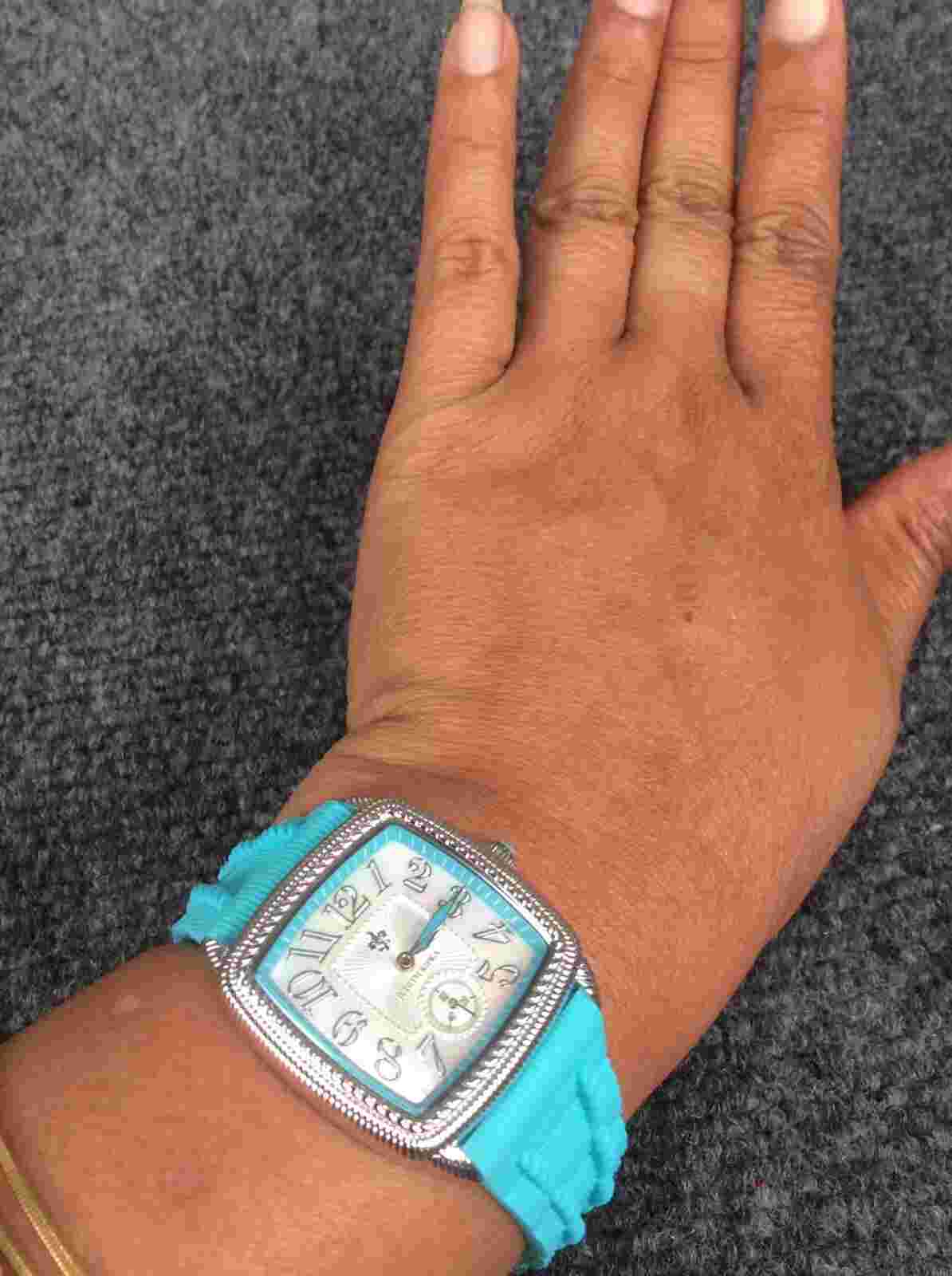 Beautiful Judith Ripka Stainless Steel Red Silicone  Band Watch