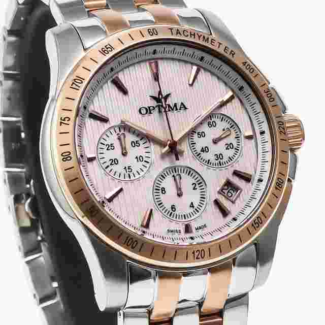 Optima • Swiss Chronograph Watch • Stainless Steel • Quartz 48.15mm  5ATM OSC377