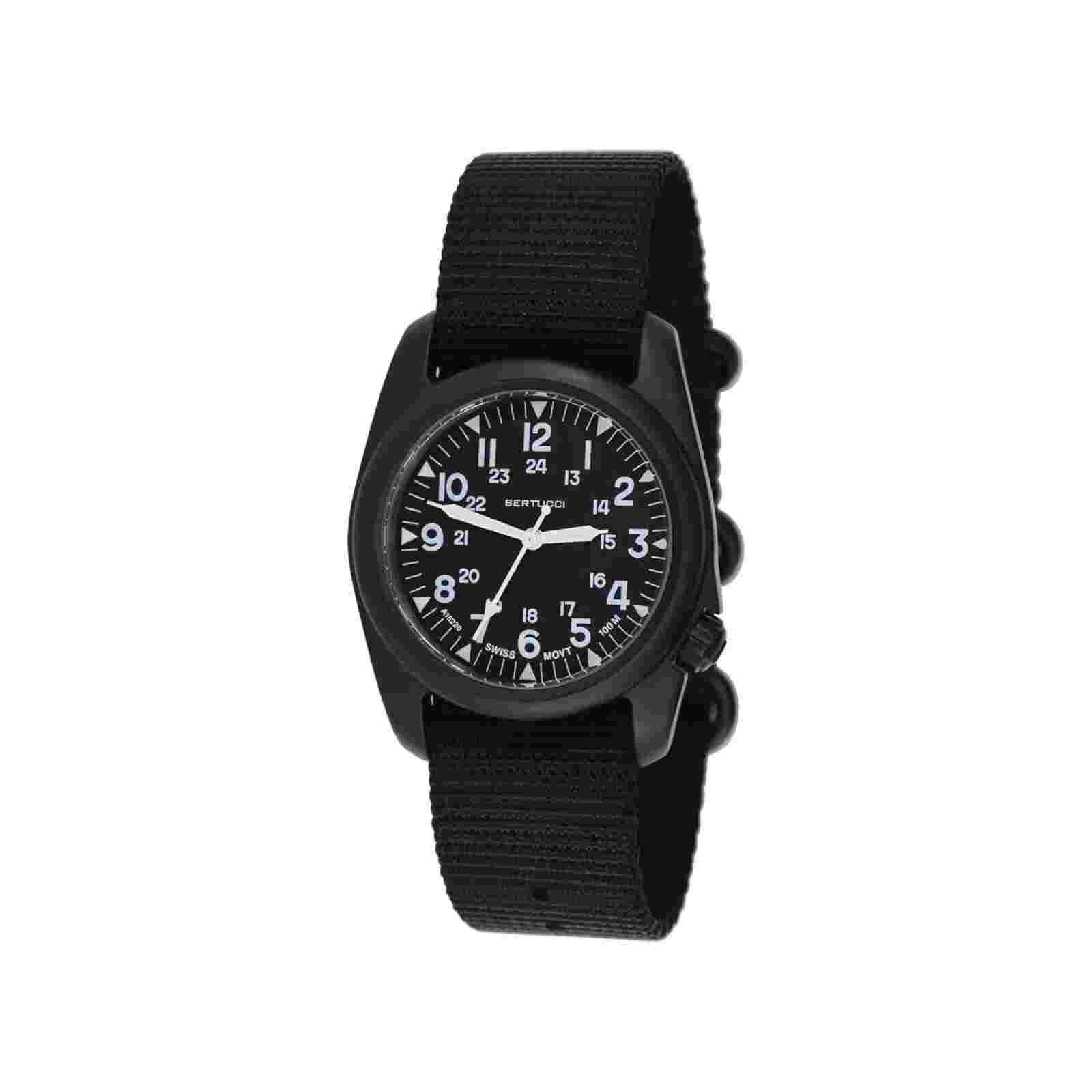 Bertucci A-2S Unisex Vintage Black Dial & Band Quartz Watch - 11509
