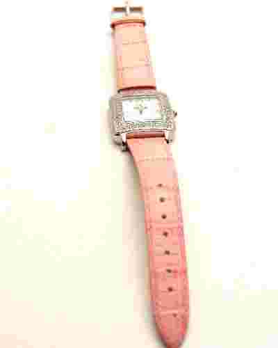 VISAGE. WOMEN'S LEATHER BAND SQUARE STONES CASE ANALOGUE WATCH